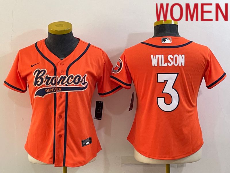 Women Denver Broncos #3 Wilson Orange 2022 Nike Co branded NFL Jersey